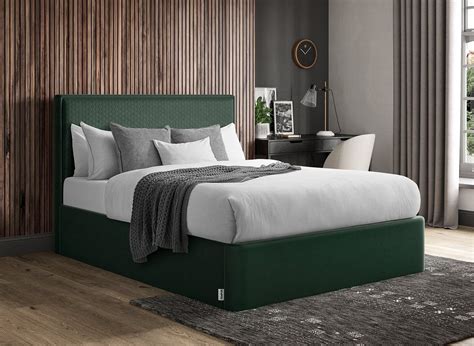 Tempur reign velvet-finish ottoman bed frame  Habitat Anders Double Velvet Bed Frame - Green